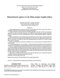 Elasmobranch captures in the Fijian pelagic longline fishery